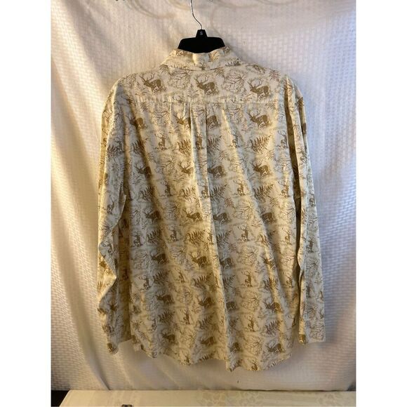 Roundtree & Yorke Outdoor Hunting Button Down Mens Shirt M Medium Deer Leaves rn - Picture 3 of 6